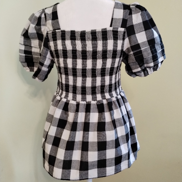 GRACE+KARMA Women's Puff Sleeve Ruffle Gingham Top Size M - Picture 2 of 11